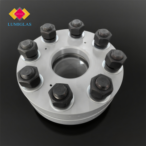 High-pressure sight glass with integrated illumination and stainless-steel flange