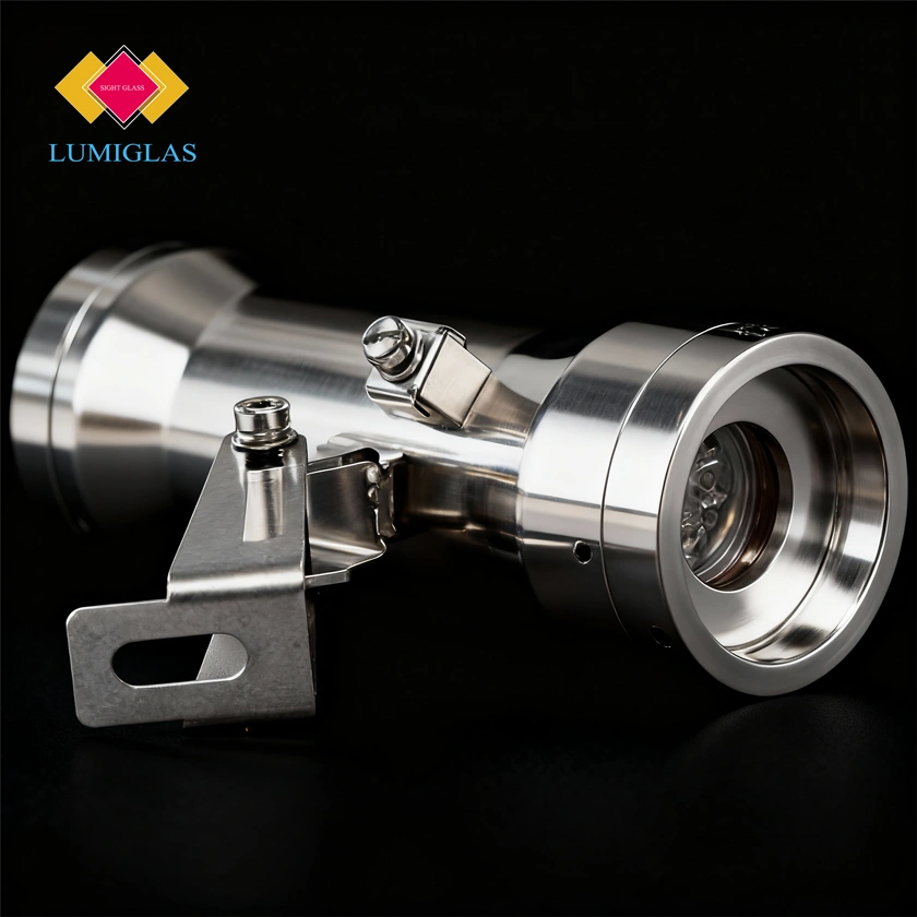 Mounting ESL 53 LED luminaire with hinged bracket on DN25 sight glass