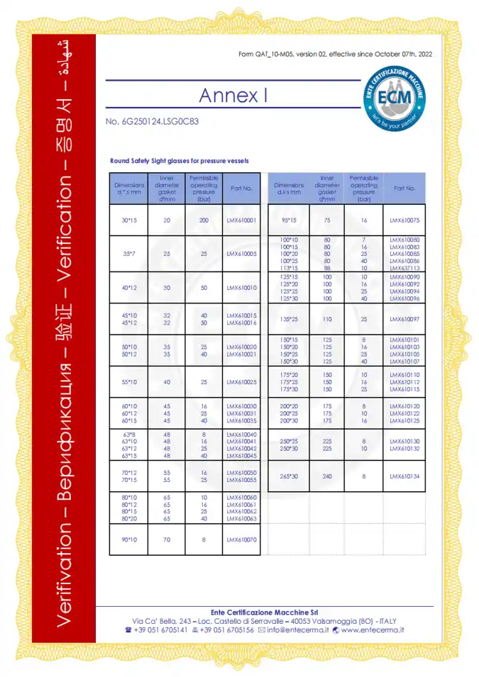 Round Safety Sight Glass CE Page 2